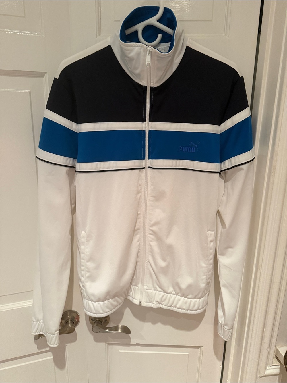 Puma White Black & Blue Performance Track Jacket